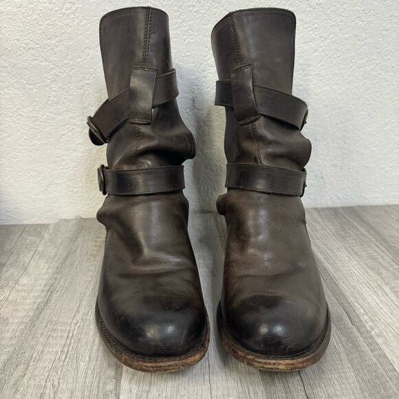 Sonora Burnished Brown Leather Brooklyn Ruina Moro Short Moto Boots Size 8 1/2 B - Picture 4 of 9